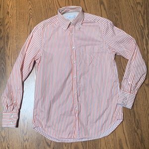 Brunello Cucinelli for Bergdorf Goodman Men’s Orange Striped Dress Shirt